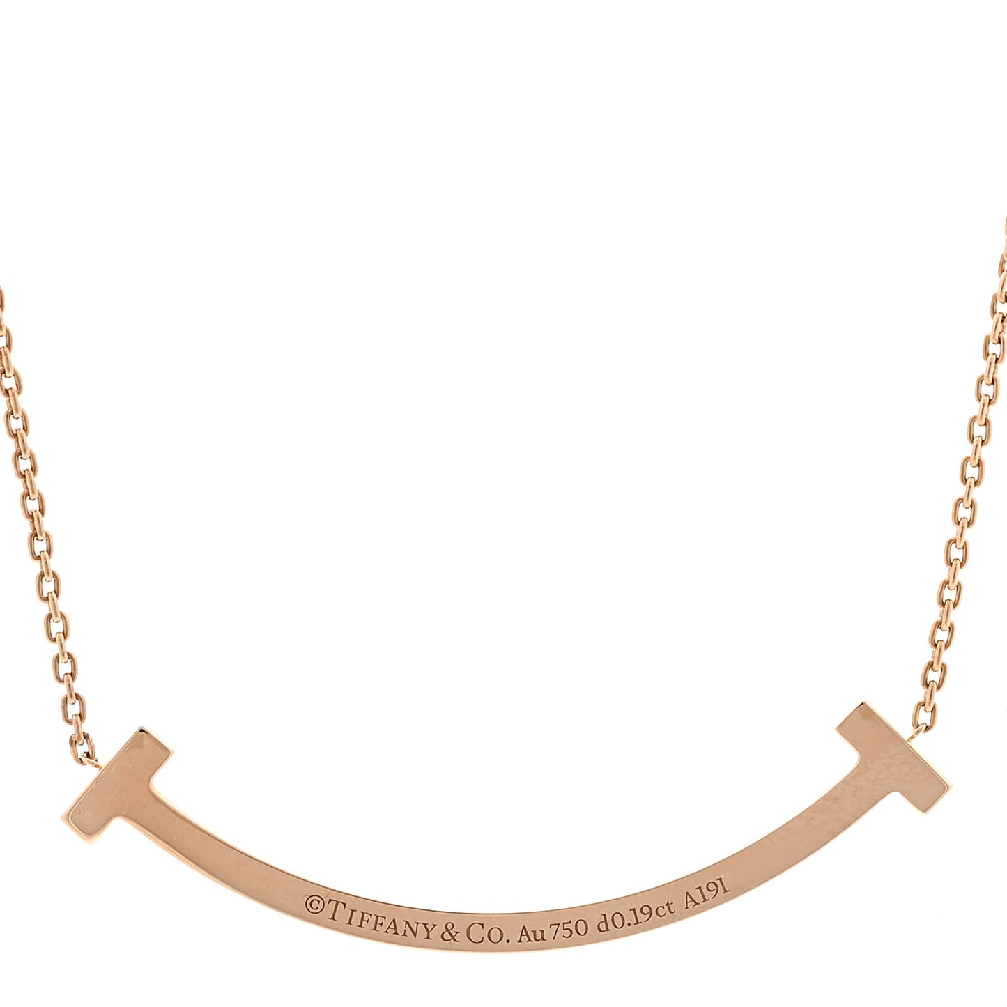18K Rose Gold Diamond .19ctw Medium T Smile Pendant Necklace