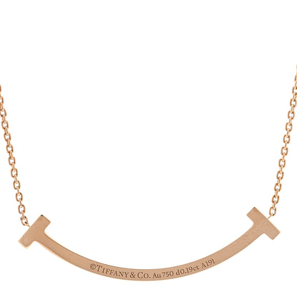 Tiffany 18K Rose Gold Diamond .19ctw Medium T Smile Pendant Necklace 5 of 6