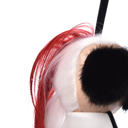 Fendi Fox Mink Goat Fur Nappa Karlito Bag Charm Black Foresta Rosso 4 of 6