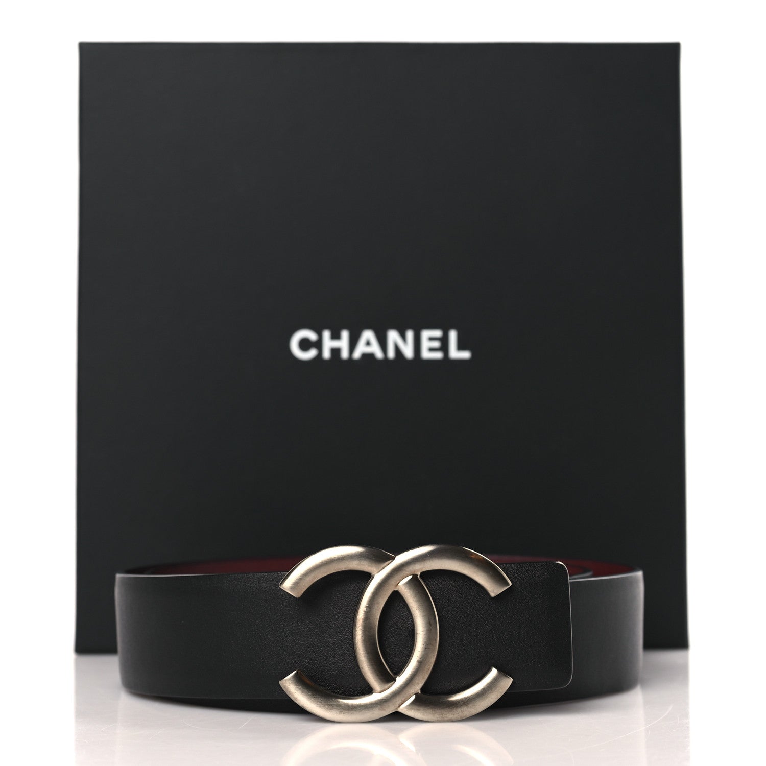 Chanel Calfskin CC Reversible Belt 75 30 Black Burgundy 5 of 5