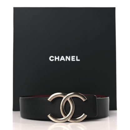 Chanel Calfskin CC Reversible Belt 75 30 Black Burgundy 5 of 5