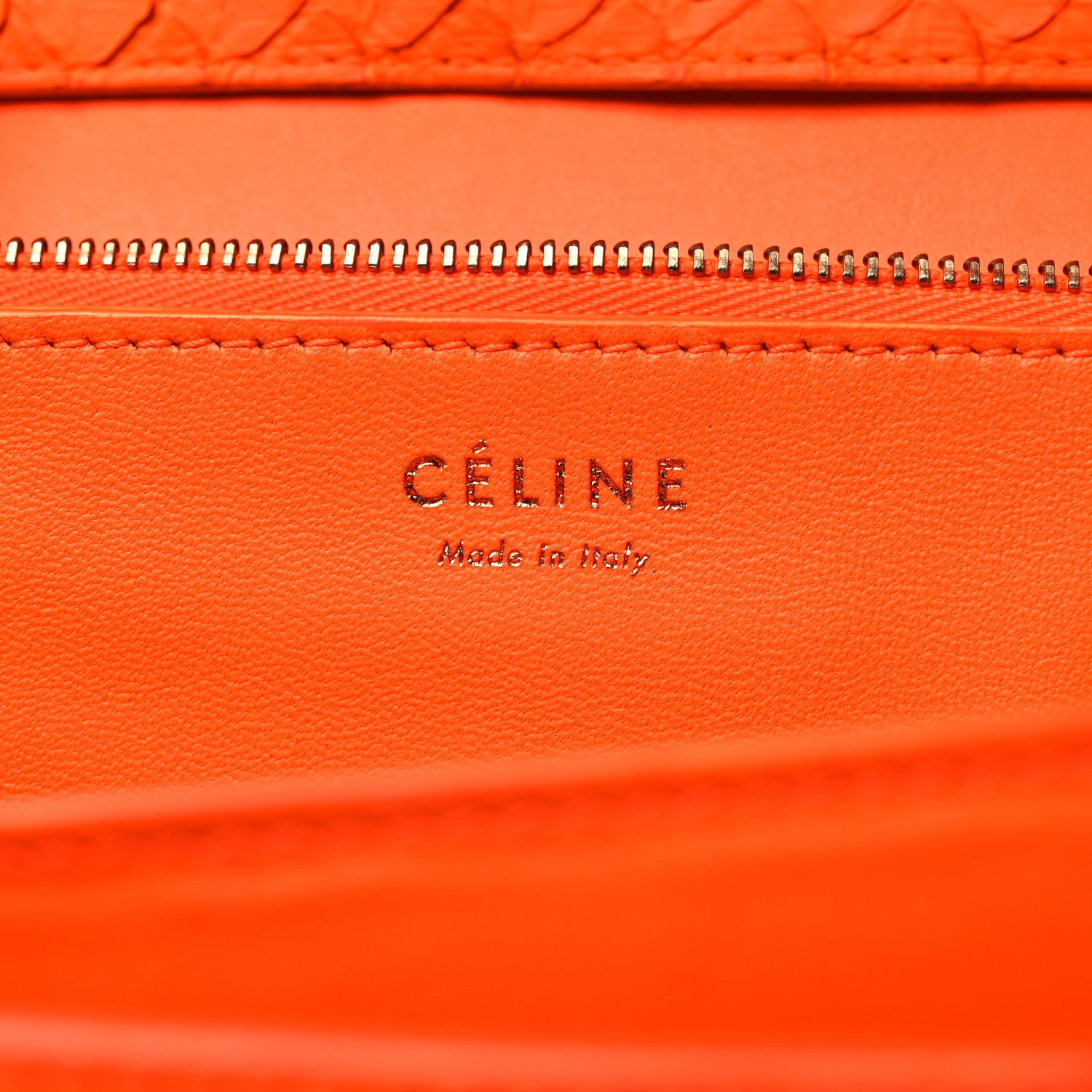 Celine Snakeskin Medium Classic Box Flap Orange 6 of 14