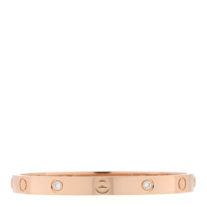 Cartier 18K Pink Gold 4 Diamond LOVE Bracelet 17 1 of 8