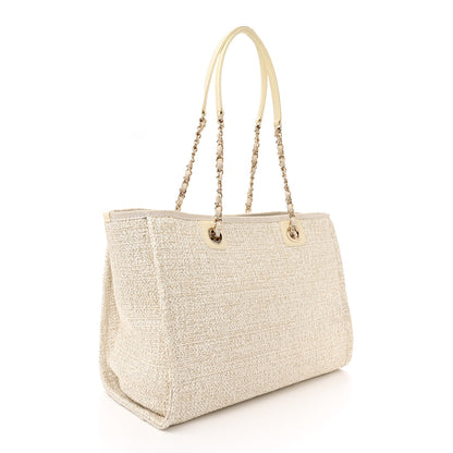 Chanel Lurex Boucle Small Deauville Tote Ivory 3 of 12