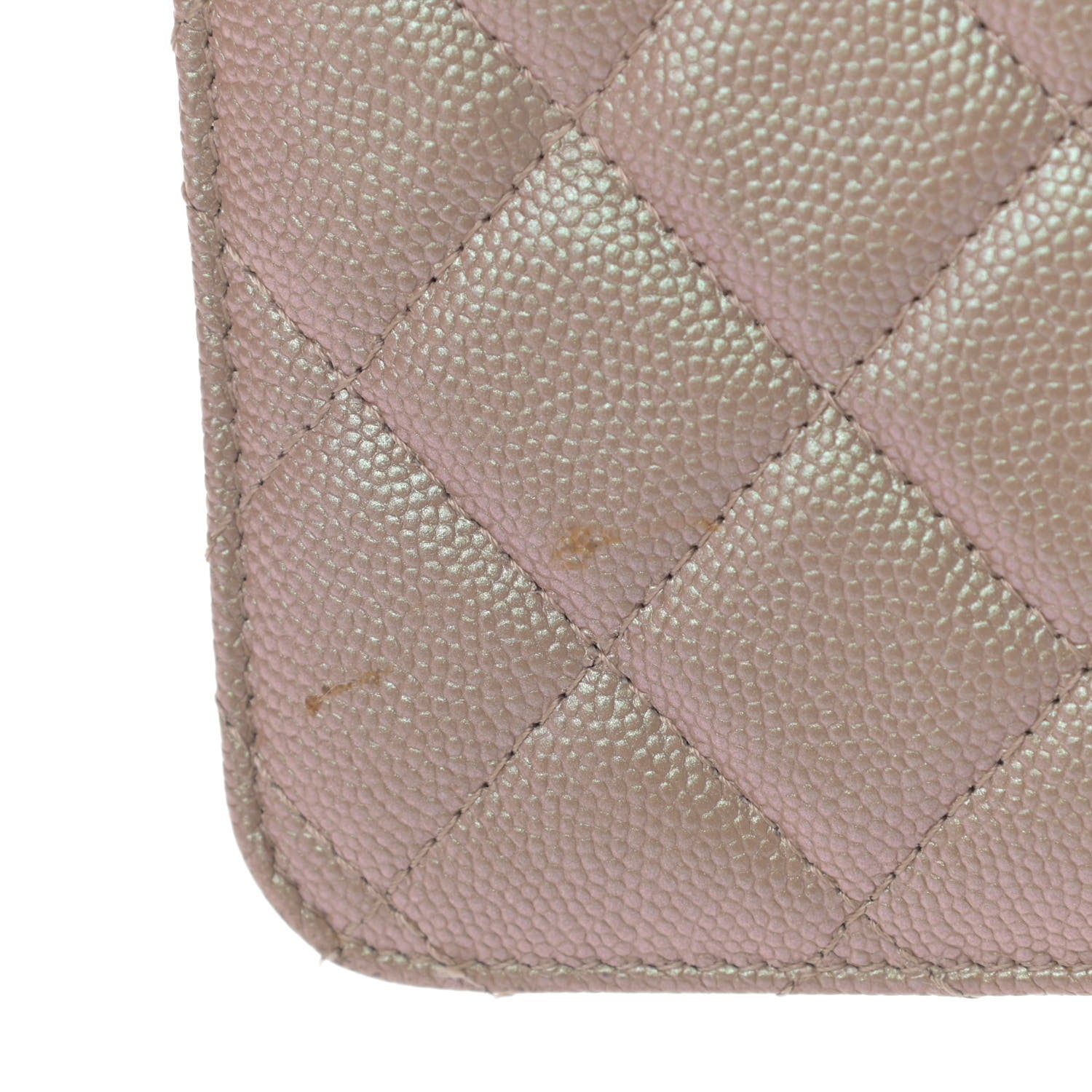 Chanel Iridescent Caviar Quilted Wallet On Chain WOC Beige 15 of 23