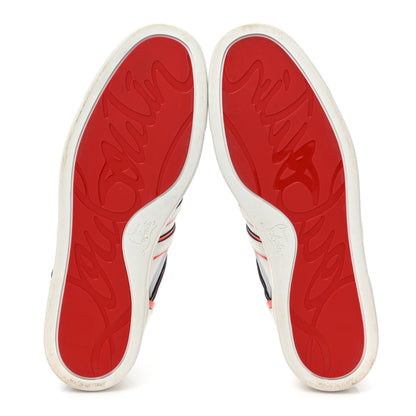Christian Louboutin Grained Calfskin Mens Vida Viva Sneakers 44 White Red Black 5 of 8
