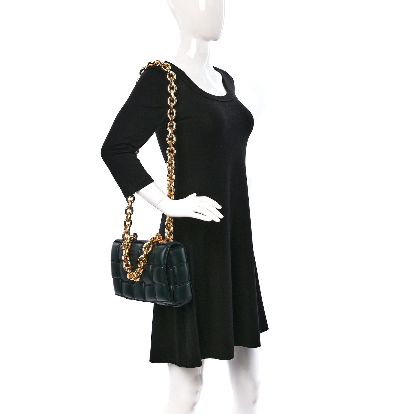 Lambskin Maxi Intreccio Padded Chain Cassette Crossbody Bag Raintree