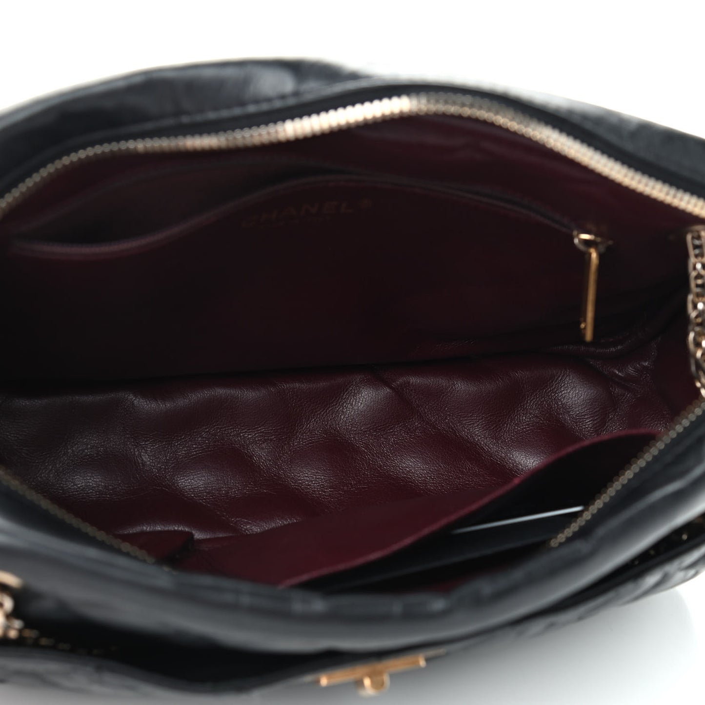 Aged Calfskin Quilted Medium Reissue Camera Case Black