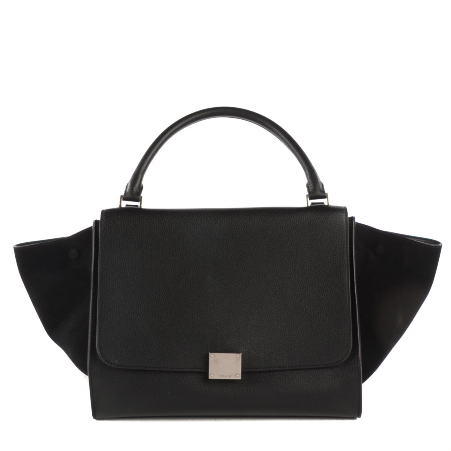 Celine Drummed Calfskin Suede Medium Trapeze Black 1 of 8