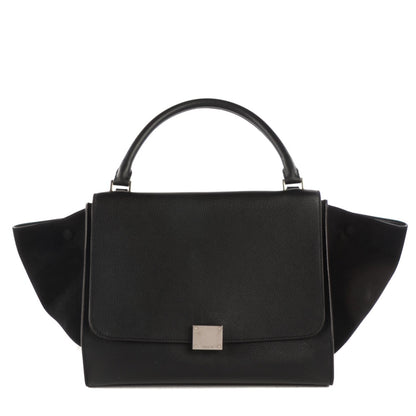 Celine Drummed Calfskin Suede Medium Trapeze Black 1 of 8