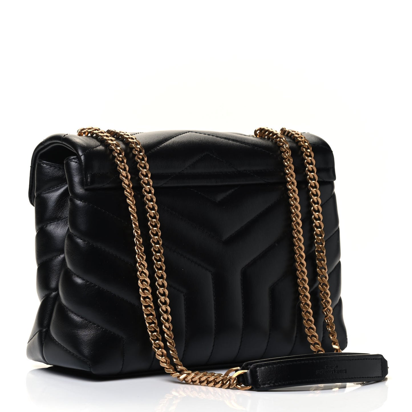 Calfskin Y Quilted Monogram Small Loulou Chain Satchel Black