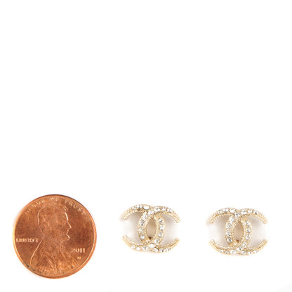 Chanel Crystal CC Moon Earrings Gold 2 of 5