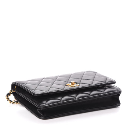 Chanel Lambskin Quilted CC Pearl Crush Wallet on Chain WOC Black 4 of 11