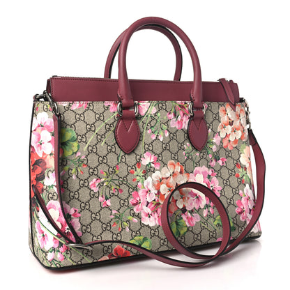 Gucci GG Supreme Monogram Blooms Large Zip Top Tote Beige Multicolor Dry Rose 2 of 9