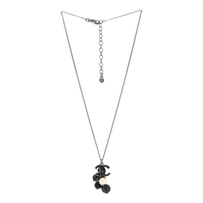 Chanel Resin Pearl CC Pendant Necklace Black White 3 of 5