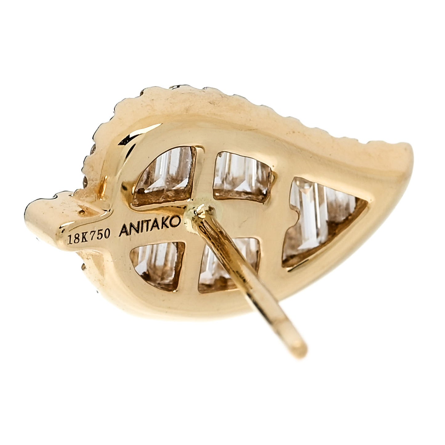 18K Yellow Gold Diamond Small Palm Leaf Stud Earrings