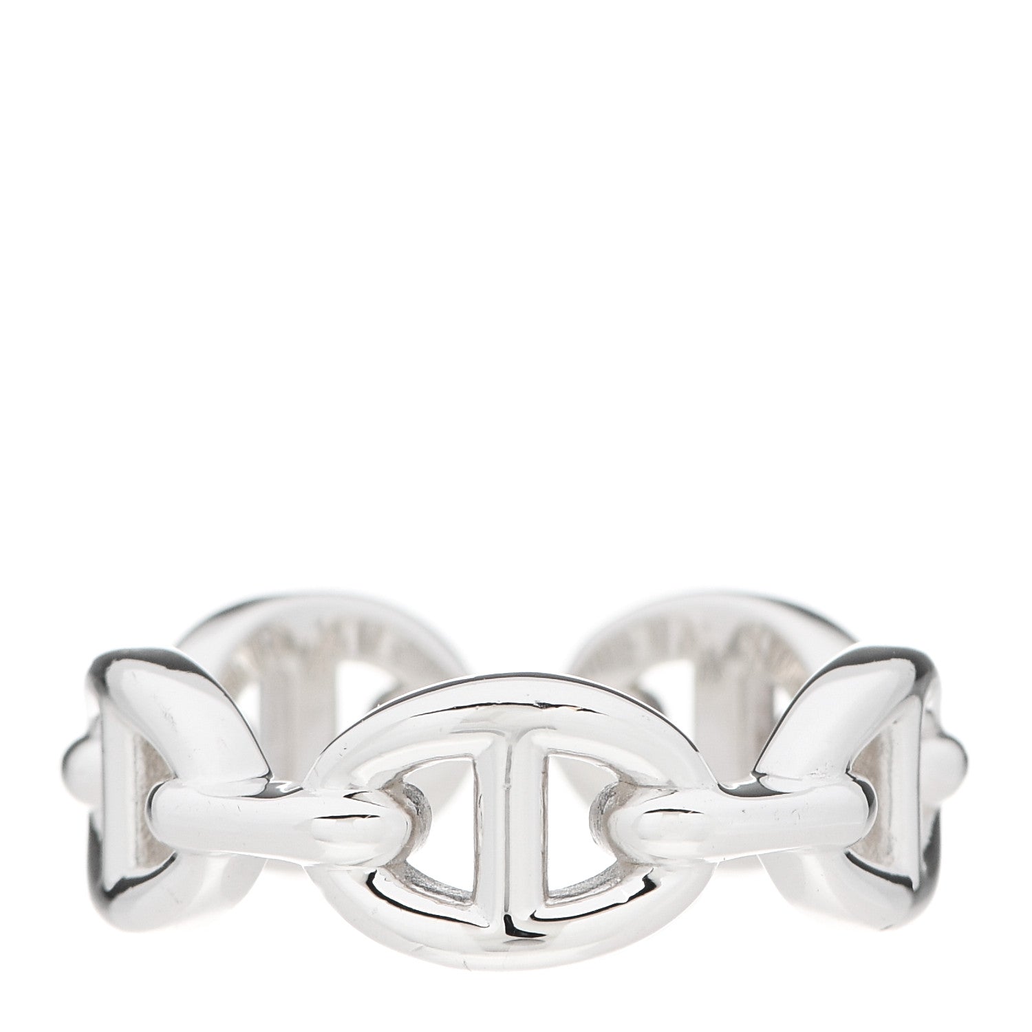 Hermes Sterling Silver PM Chaine d'Ancre Enchainee Band Ring 54 6.75 1 of 7