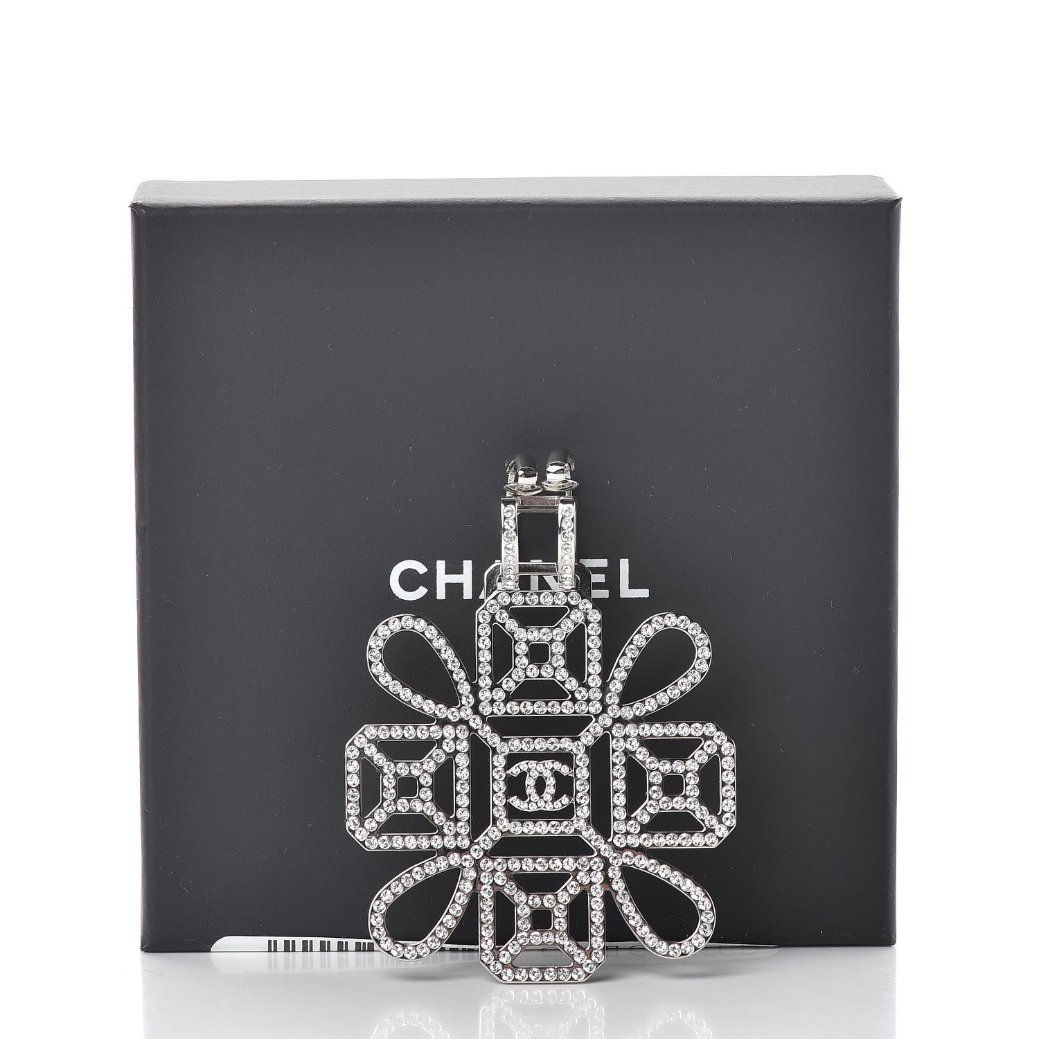 Chanel Crystal CC Drop Single Clip On Earring Silver 5 of 5