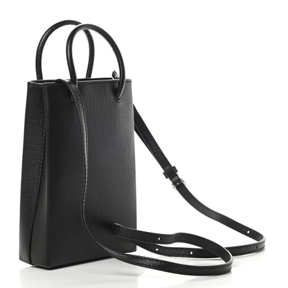 Balenciaga Squared Calfskin Logo Shopping Phone Holder Bag Black 3 of 10