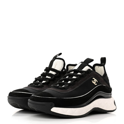 Chanel Velvet Calfskin Mixed Fibers CC Sneakers 37 Black 3 of 13