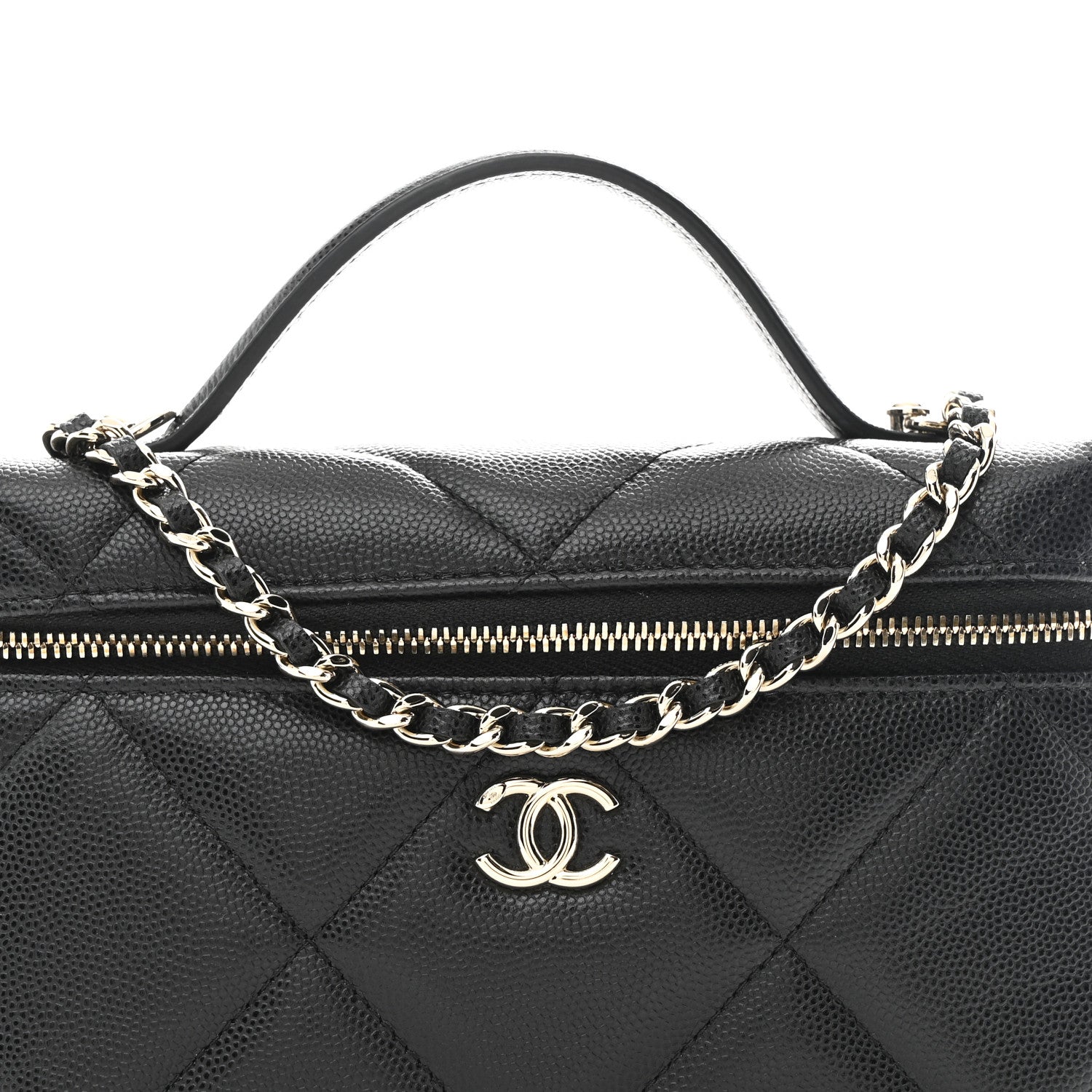 Chanel Caviar Quilted Top Handle Slim Vanity With Chain Black 7 of 10
