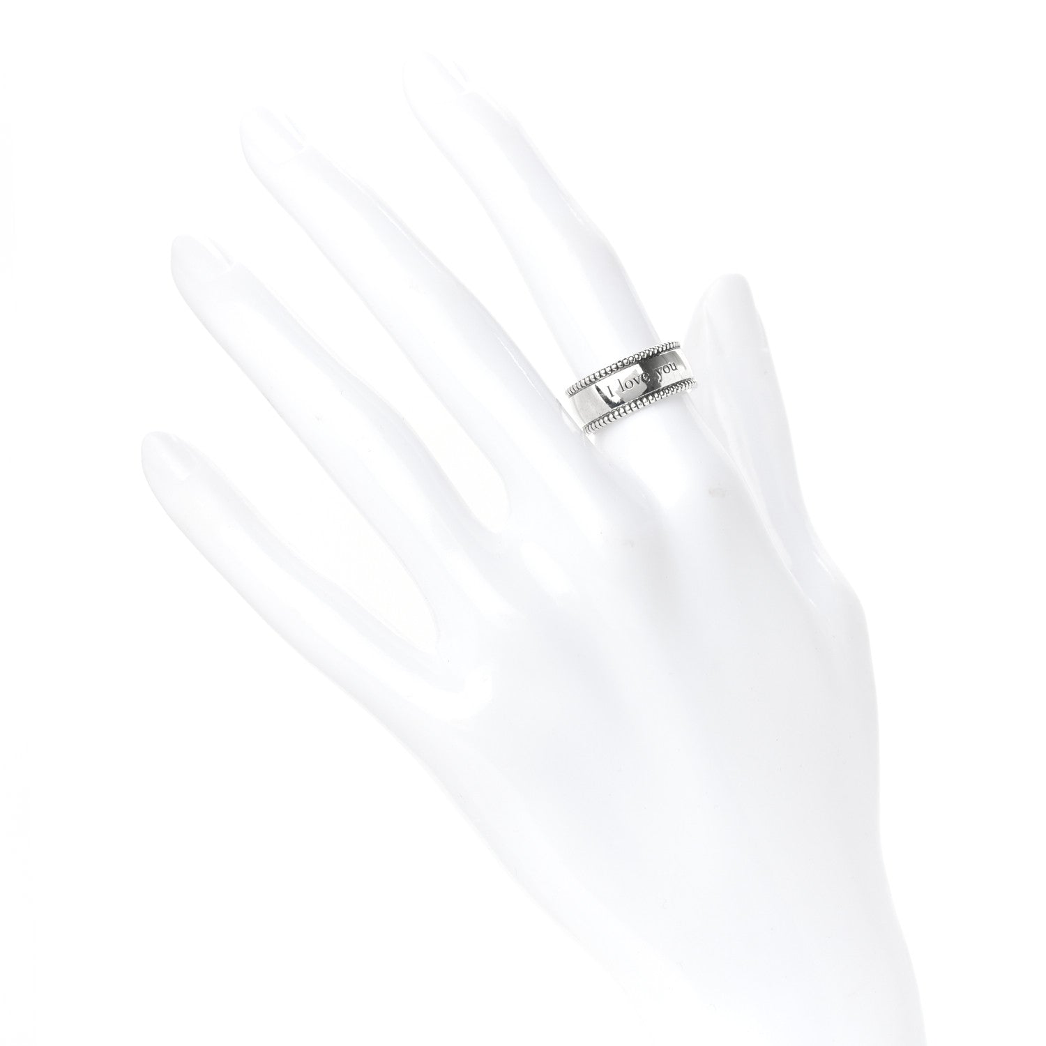Tiffany Sterling Silver Milgrain I Love You Band Ring 50 5.5 2 of 5