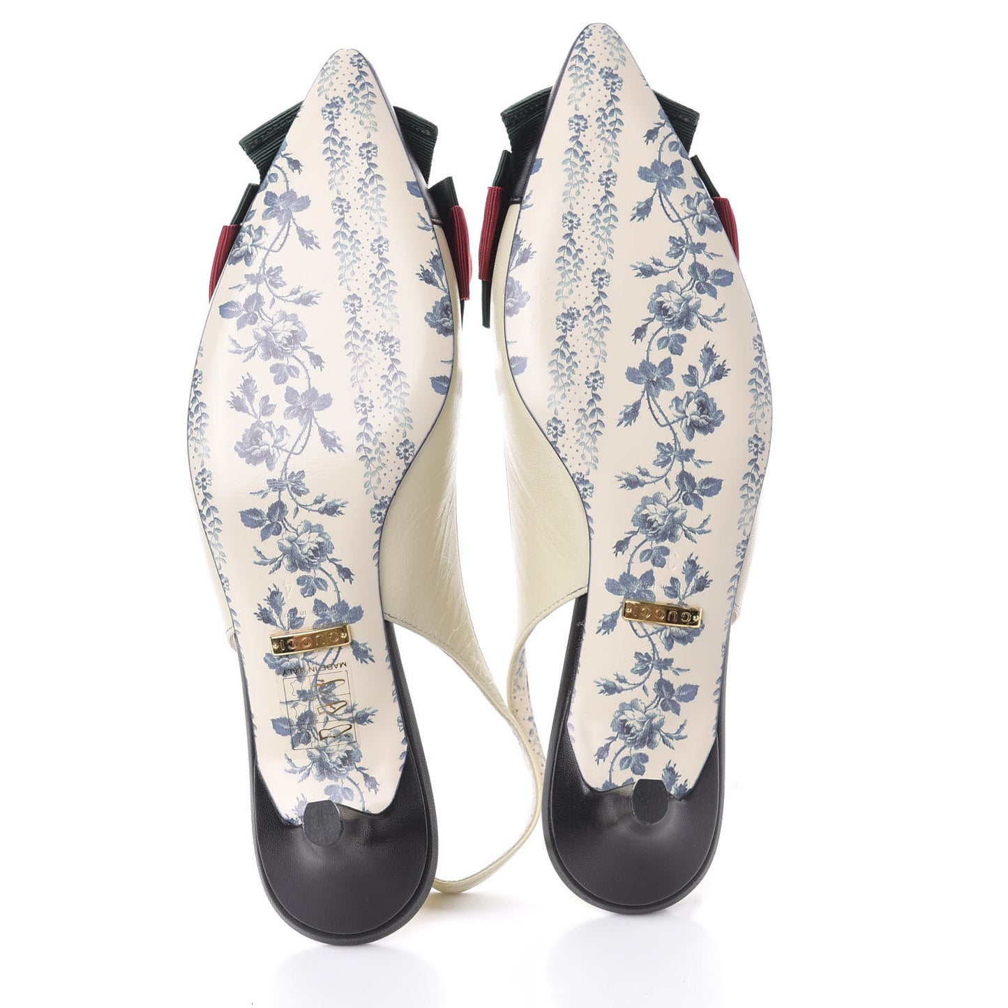 Malaga Kid Web Bow Jane Low Heel Slingback Pumps 34 Vintage White