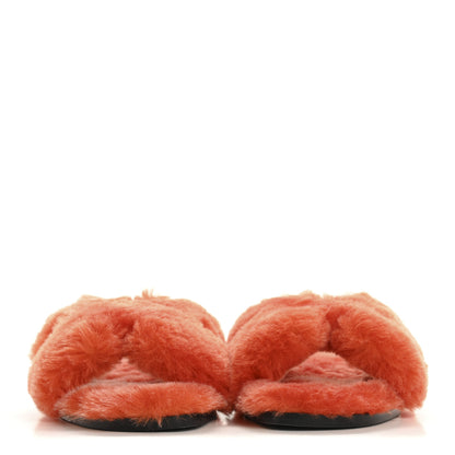 Hermes Woolskin Oran Sandals 37 Orange 3 of 9