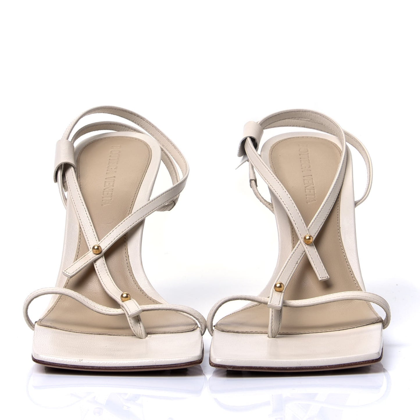 Lambskin Studded Stretch Multi Strap 90mm Sandals 36 Sea Salt