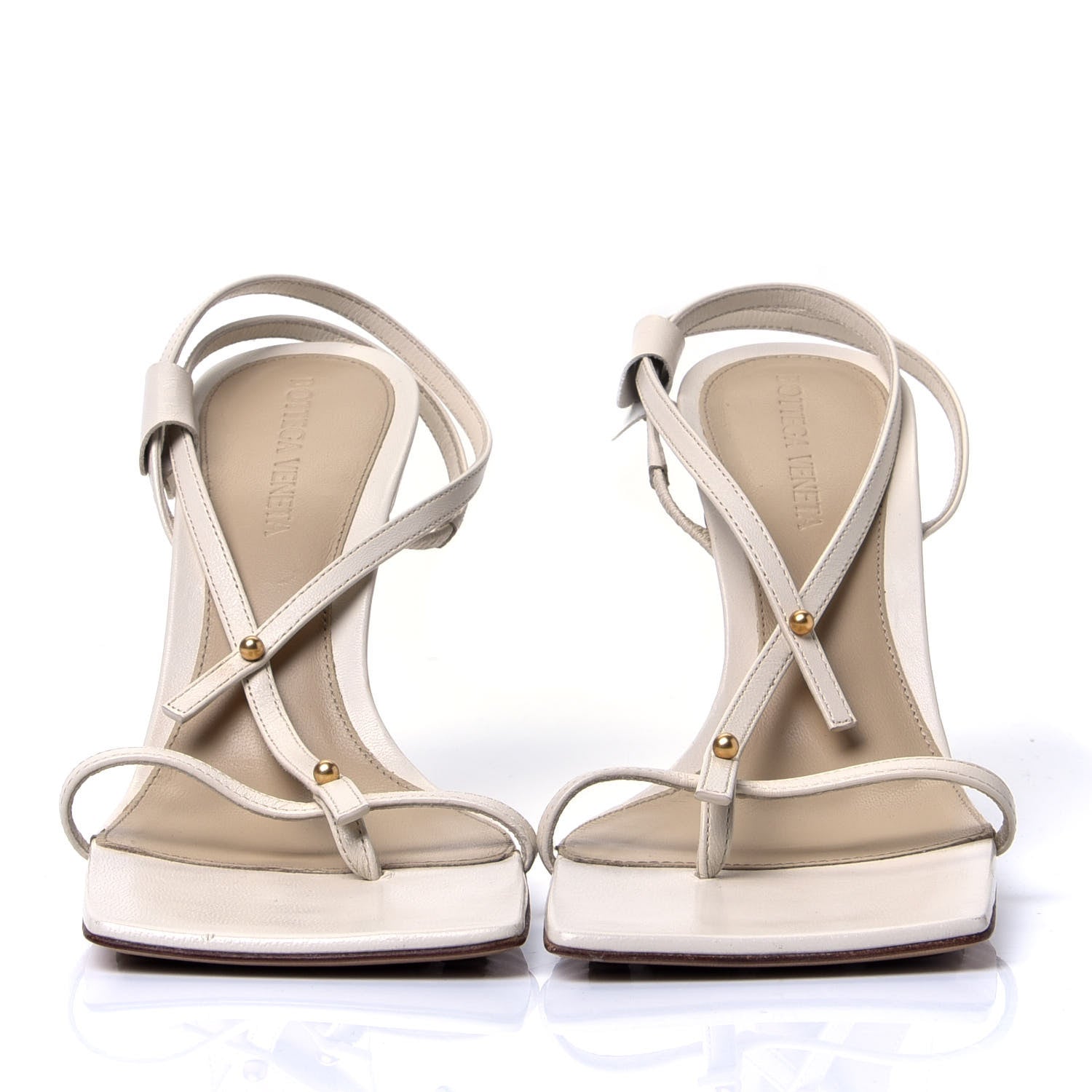 Bottega Veneta Lambskin Studded Stretch Multi Strap 90mm Sandals 36 Sea Salt 2 of 10