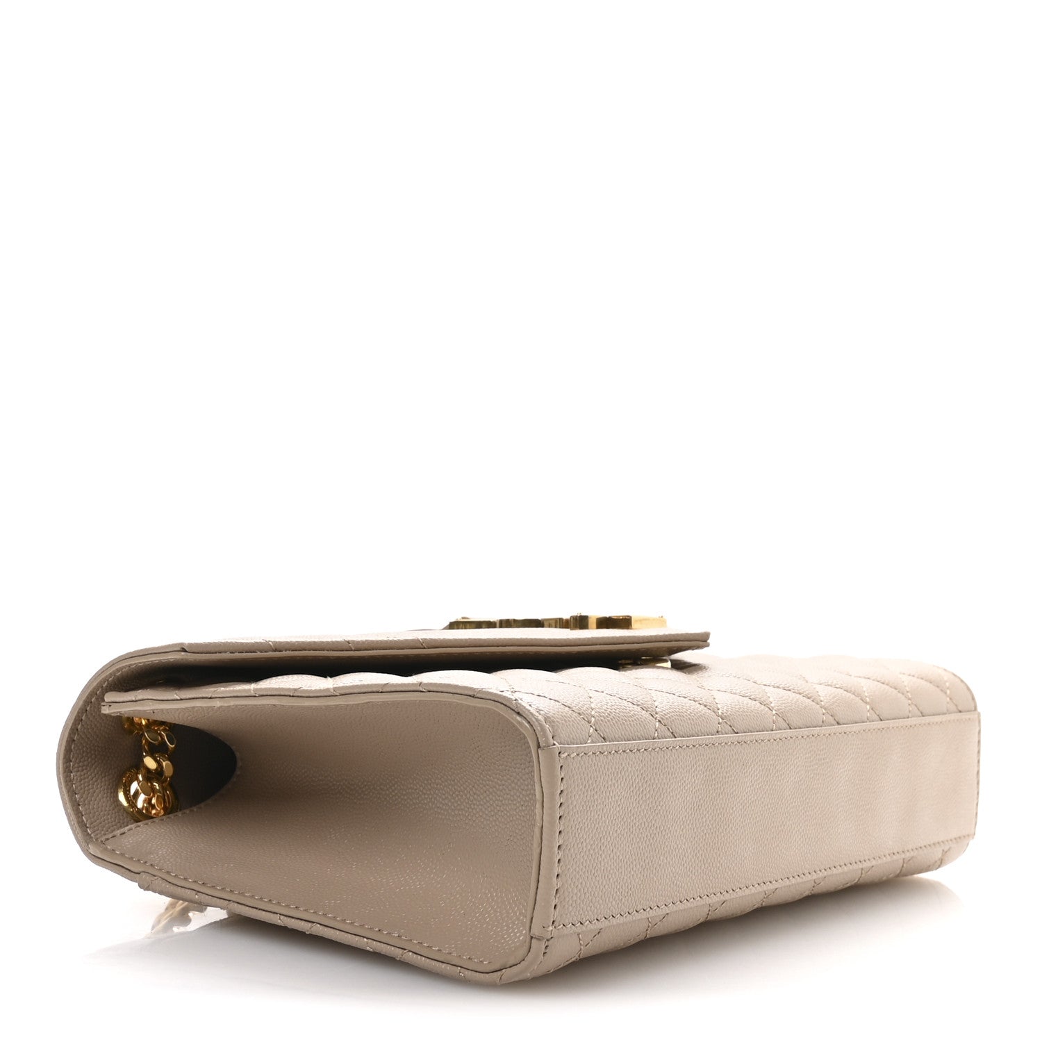 Saint Laurent Grain De Poudre Textured Mixed Matelasse Medium Triquilt Monogram Satchel Dark Beige 3 of 9