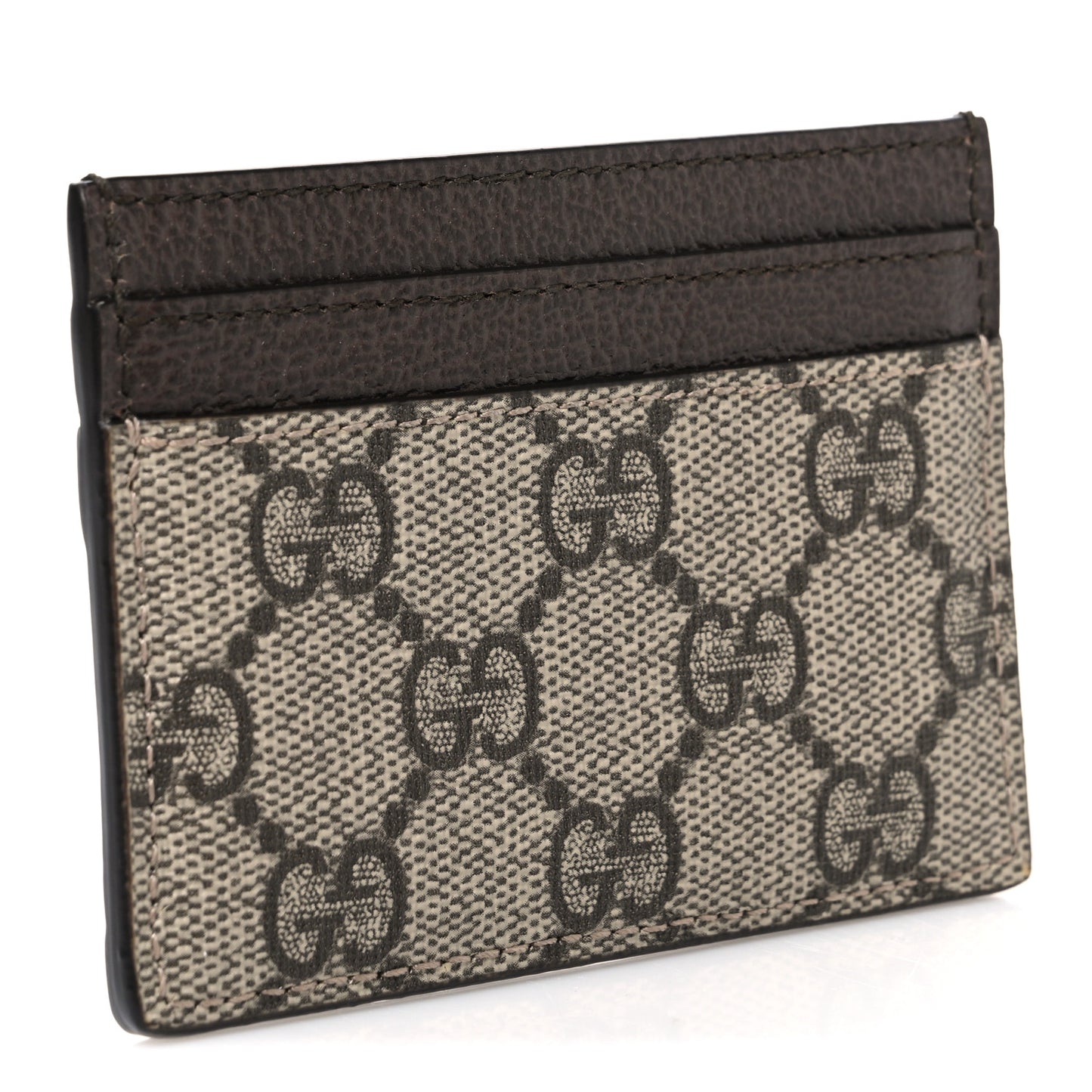 GG Supreme Monogram Textured Dollar Calfskin Ophidia Card Holder Beige Ebony New Acero