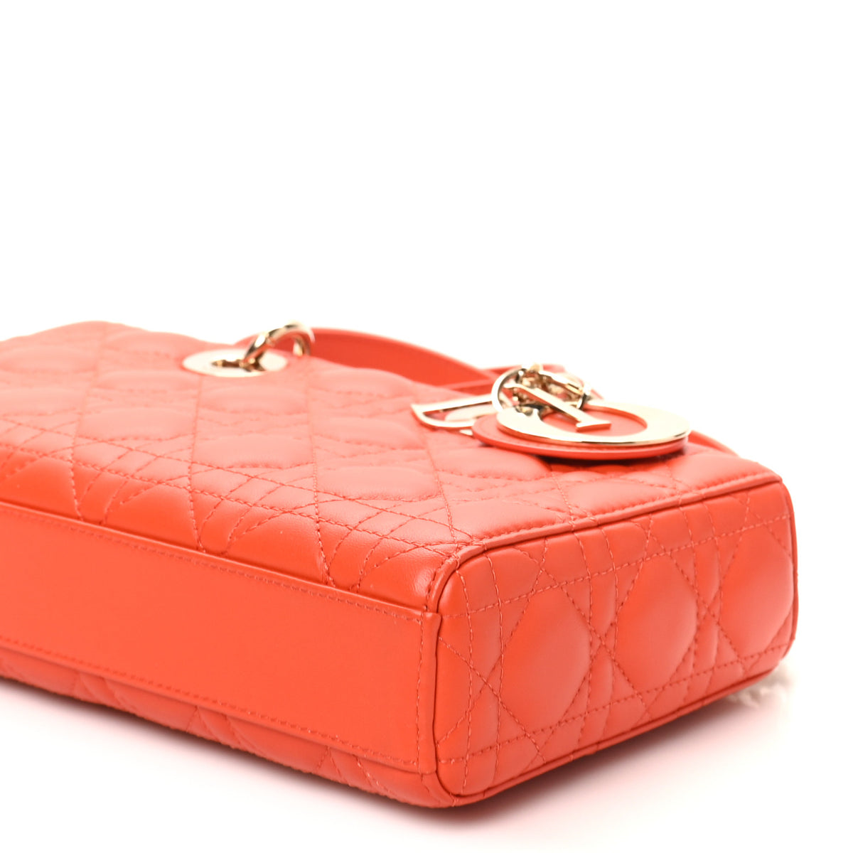 Lambskin Cannage Small Lady D-Joy Orange