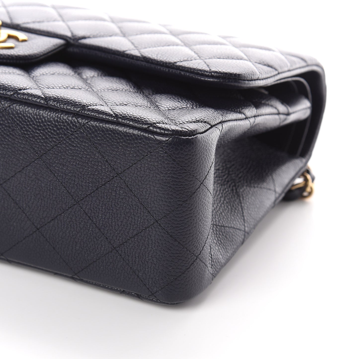 Caviar Quilted Jumbo Double Flap Navy Blue