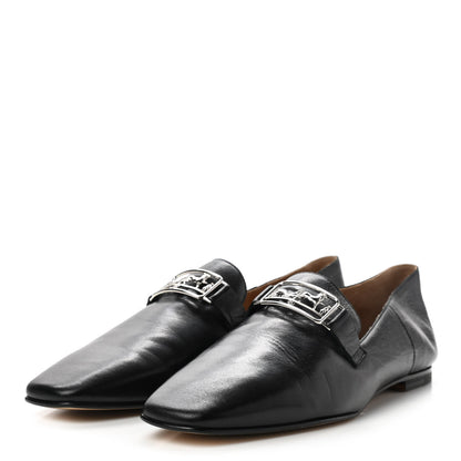Hermes Supple Goatskin Womens Time Loafers 40 Black 3 of 9