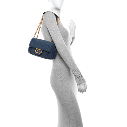 Fendi Shearling FF Midi Chain Baguette Mirto 2 of 10