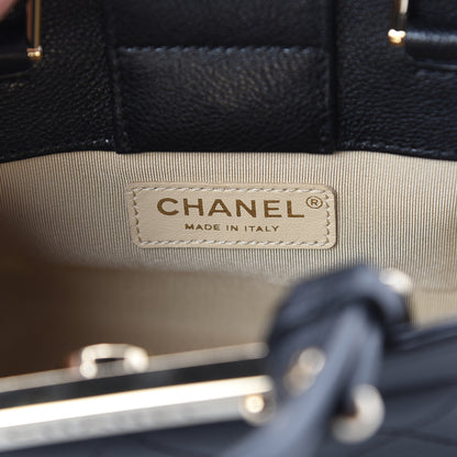 Chanel Grained Calfskin Stitched Mini Label Click Shopper Tote Black 5 of 8