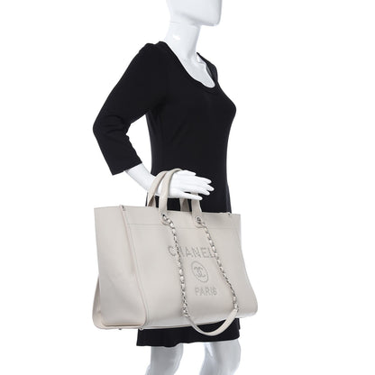Chanel Caviar Extra Large Studded Deauville Tote Ivory 2 of 12