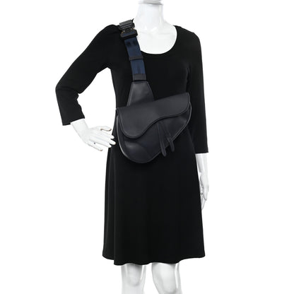 Christian Dior Grained Calfskin Mens Saddle Bag Navy Blue 3 of 11