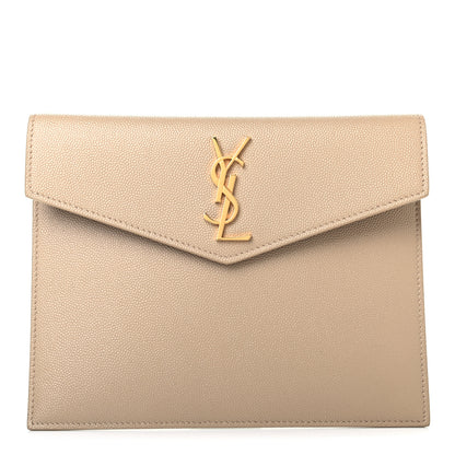 Saint Laurent Grain De Poudre Monogram Uptown Baby Pouch Beige 1 of 4