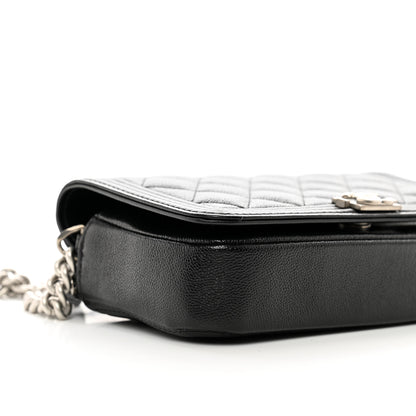 Chanel Caviar Quilted Boy Phone Holder Wallet On Chain Black 10 of 12