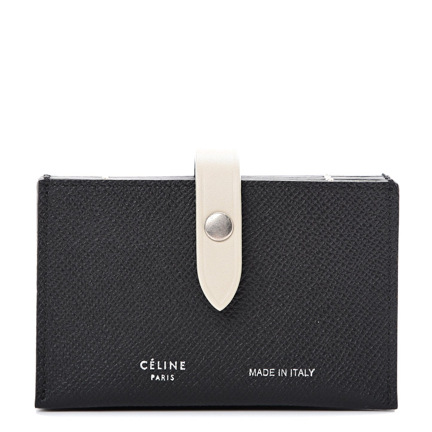 Grained Shiny Calfskin Accordion Card Holder Black Chalk