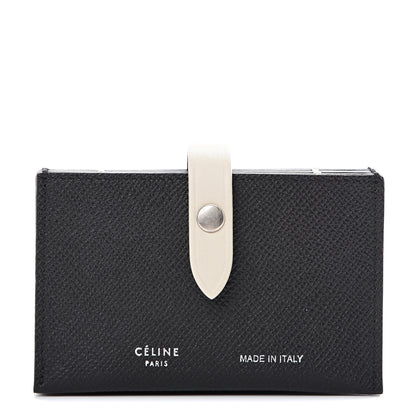 Celine Grained Shiny Calfskin Accordion Card Holder Black Chalk 1 of 8