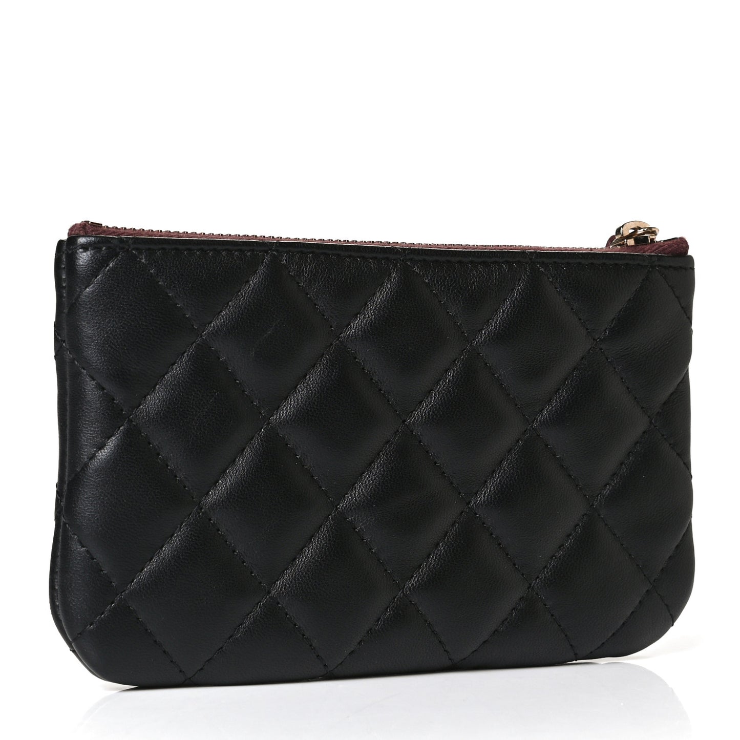 Lambskin Quilted Small Cosmetic Case Black
