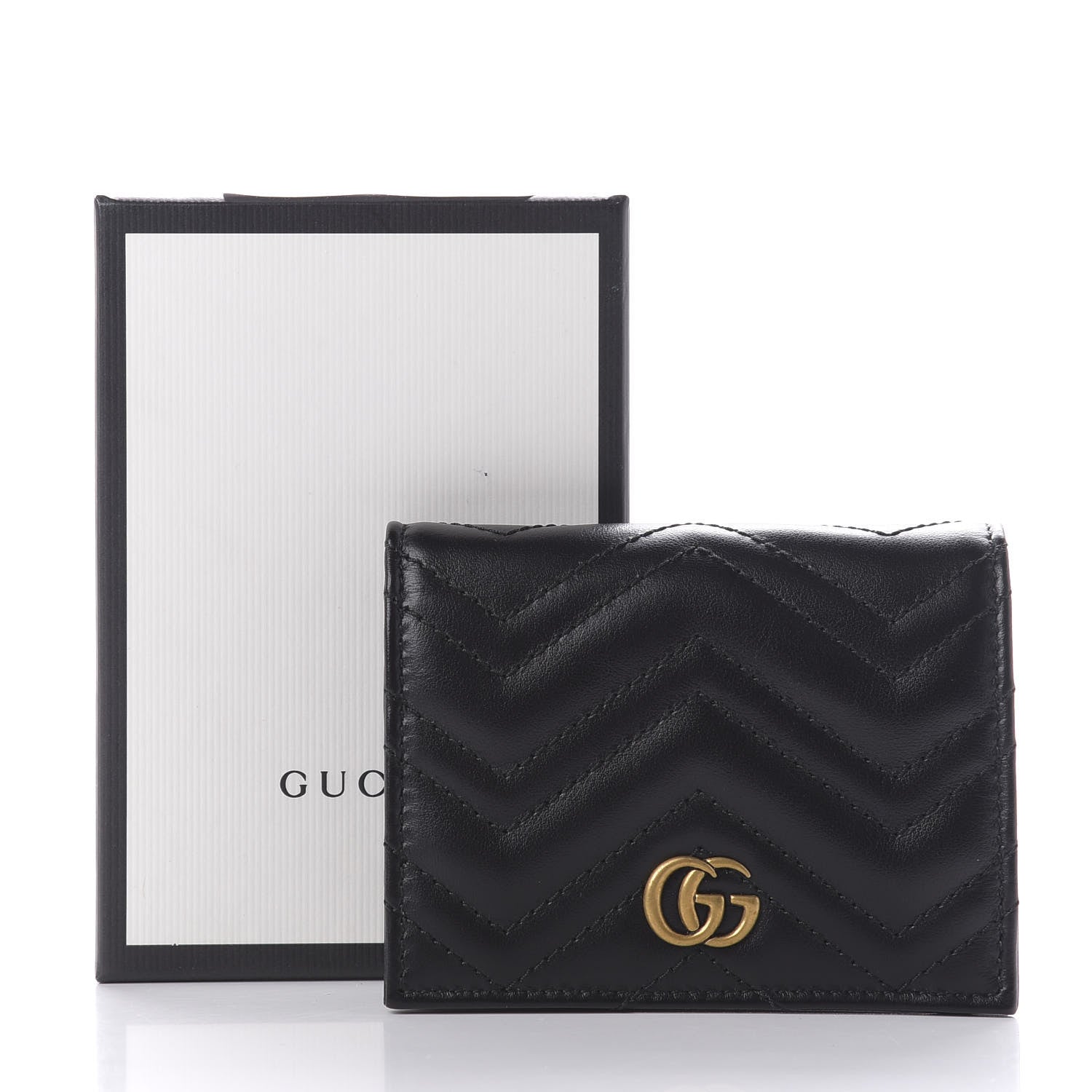Gucci Calfskin Matelasse GG Marmont Card Case Wallet Black 8 of 8