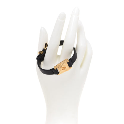 Gucci Calfskin Metal Interlocking G Bracelet Black 2 of 5