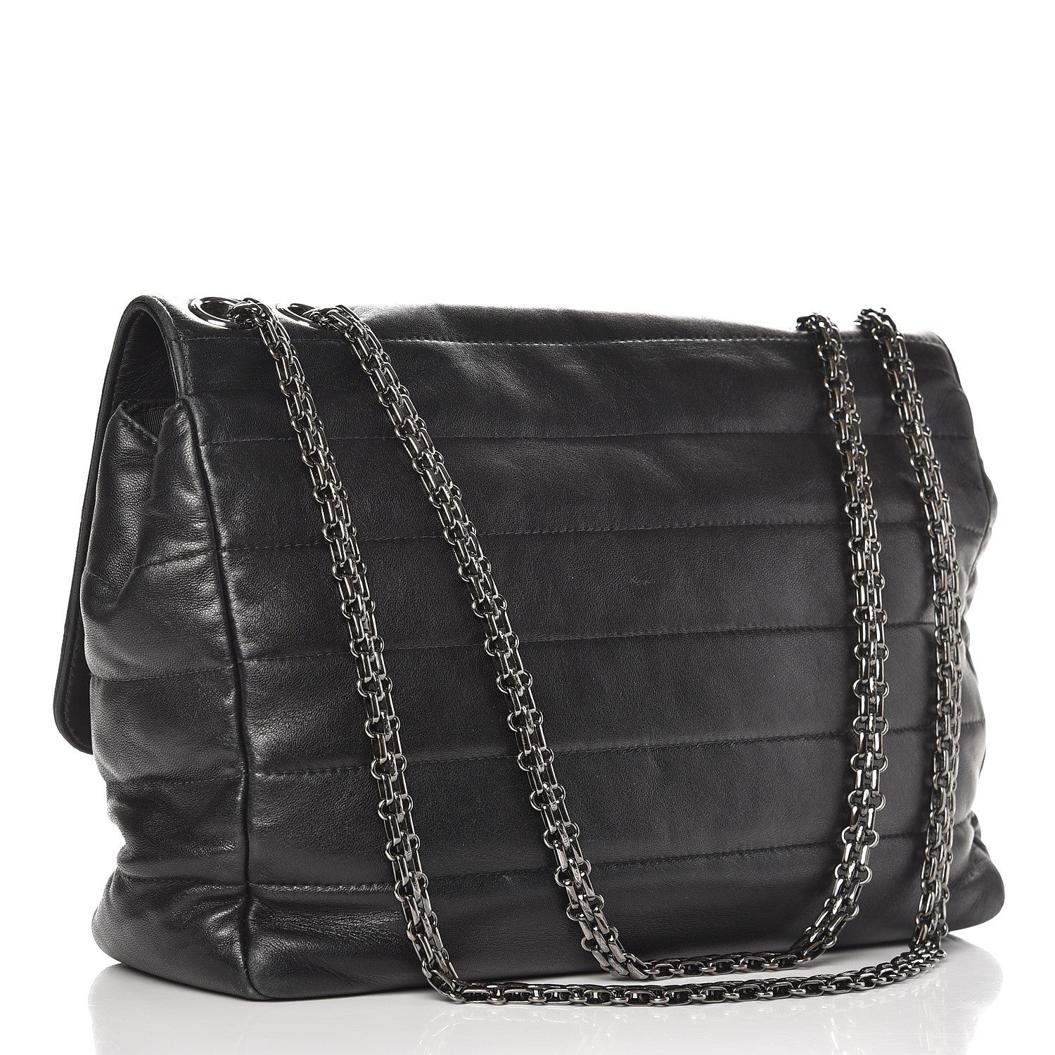 Chanel Lambskin Horizontal Quilt Jumbo Mademoiselle Flap Black 4 of 14