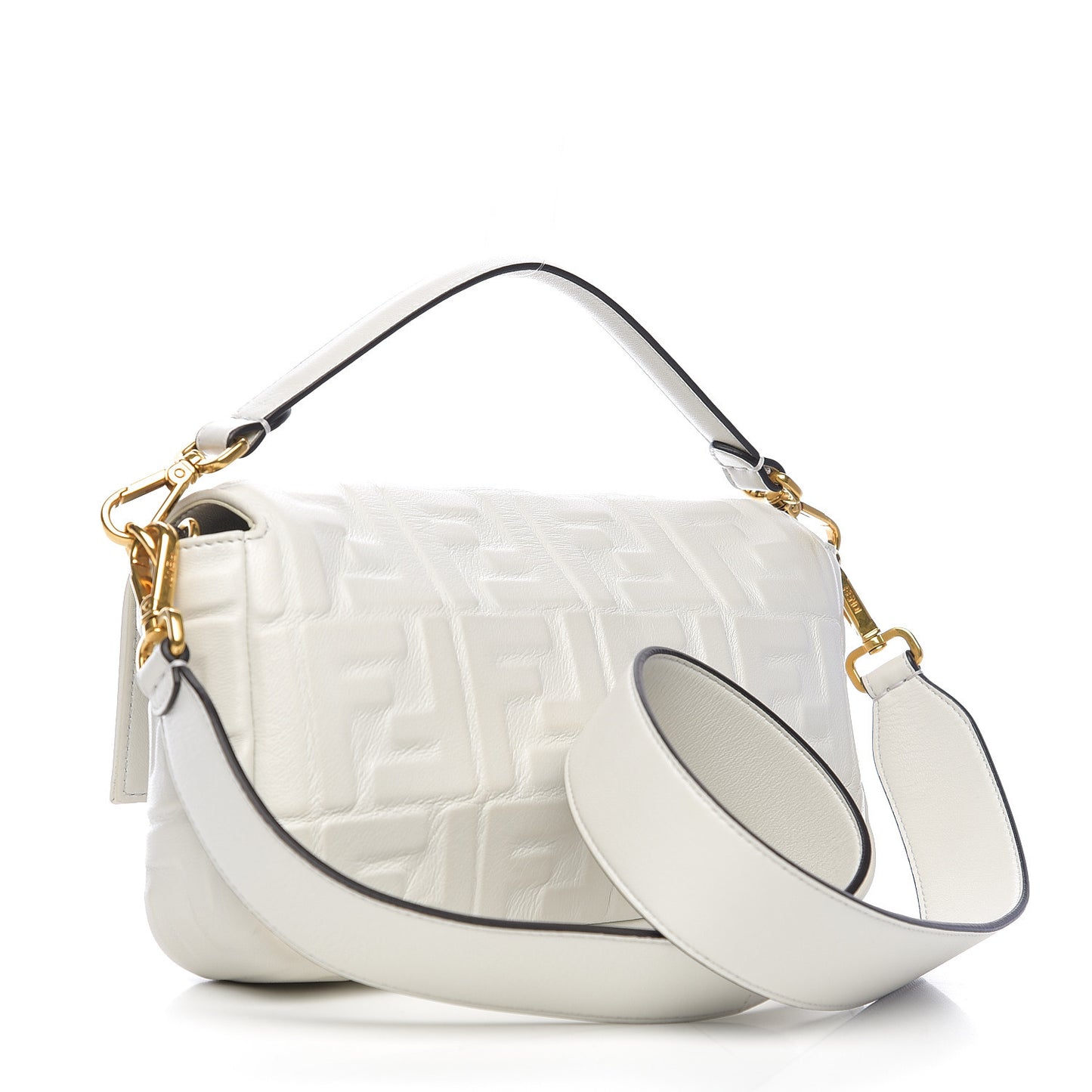 Nappa FF 1974 Embossed Baguette White