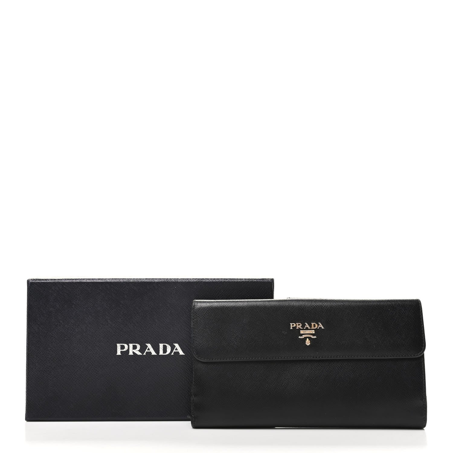 Prada Saffiano Metal Continental Flap Wallet Black 10 of 10