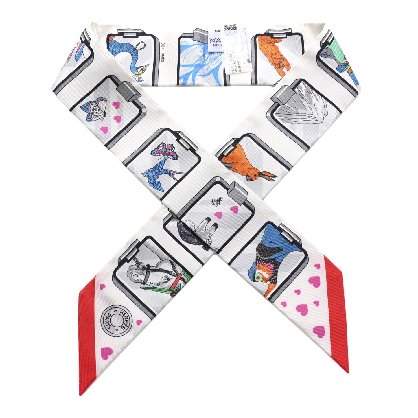 Silk Story Twilly White Gris Rouge